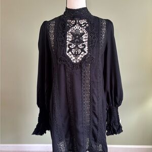 FP movement by Free People; Black; Crochet lace front mini dress; XS